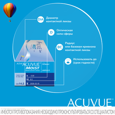 Контактные линзы 1Day Acuvue®Moist (30 шт.)